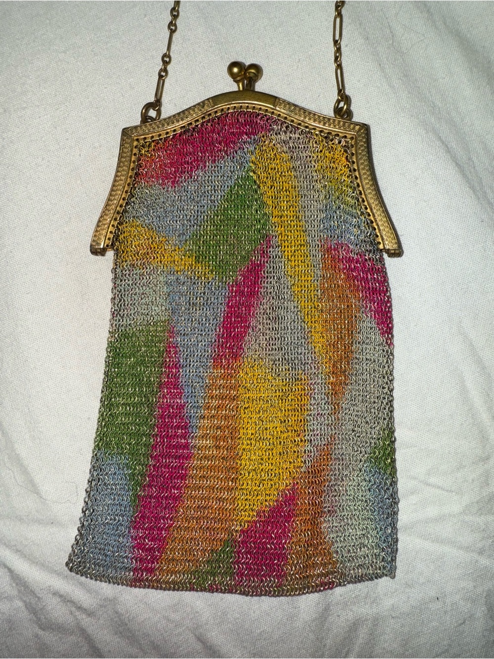 Rare 1920s Art Deco Gold Mesh/Silver Plated Rainbow coin purse